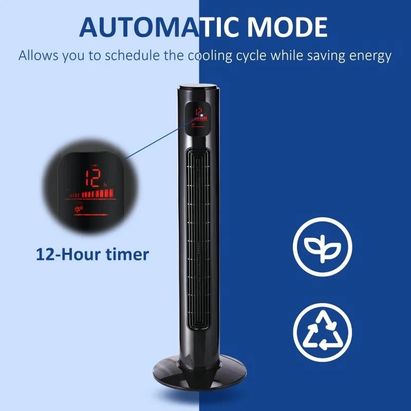HOMCOM 38" Freestanding Tower Fan 3 Speed Mode With Remote Control - Black - 824-005BK 9 HOMCOM 38" Freestanding Tower Fan 3 Speed Mode With Remote Control - Black - 824-005BK - Image 7