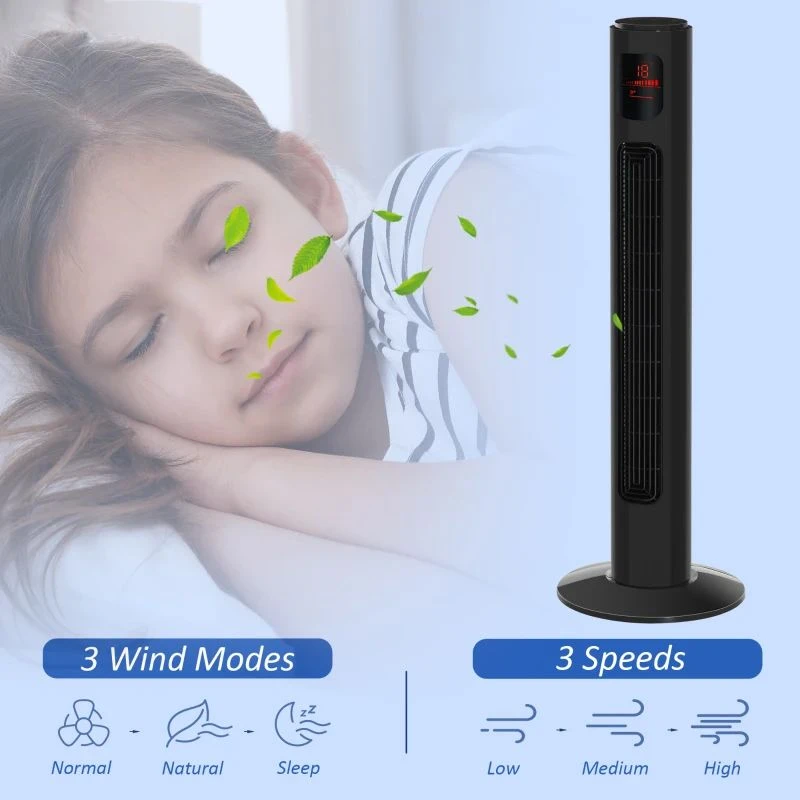 HOMCOM 38" Freestanding Tower Fan 3 Speed - Dark Grey - 824-005CG 10 HOMCOM 38" Freestanding Tower Fan 3 Speed - Dark Grey - 824-005CG - Image 8