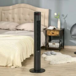 HOMCOM Oscillating Tower Fan With Remote Control - Black - 824-006