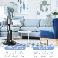 HOMCOM 2.8 Litre Water Mist Fan With Remote - Black - 824-008V70BK -Dimplexs Zone homcom 824 008v70bk 5