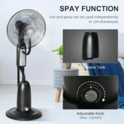HOMCOM 2.8 Litre Water Mist Fan With Remote - Black - 824-008V70BK -Dimplexs Zone homcom 824 008v70bk 7