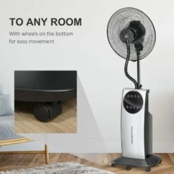 HOMCOM Pedestal Fan With Water Mist Spray - Black - 824-009V70BK -Dimplexs Zone homcom 824 009v70bk 3