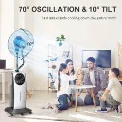 HOMCOM Pedestal Fan With Water Mist Spray - Black - 824-009V70BK -Dimplexs Zone homcom 824 009v70bk 6