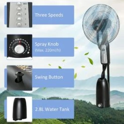 HOMCOM Pedestal Fan With Water Mist Spray - Black - 824-010V70BK -Dimplexs Zone homcom 824 010v70bk 4