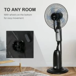 HOMCOM Pedestal Fan With Water Mist Spray - Black - 824-010V70BK -Dimplexs Zone homcom 824 010v70bk 6