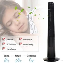 HOMCOM 36" Oscillating Tower Fan With Remote Control - Black - 824-011V70 -Dimplexs Zone homcom 824 011v70 3