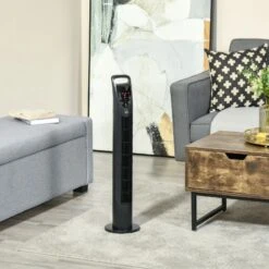 HOMCOM Oscillating Tower Fan With Remote Control - Black - 824-012V70BK