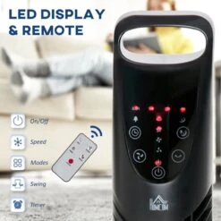 HOMCOM Oscillating Tower Fan With Remote Control - Black - 824-012V70BK -Dimplexs Zone homcom 824 012v70bk 3