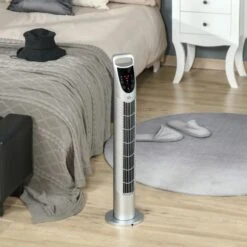 HOMCOM Oscillating Tower Fan With Remote Control - Silver - 824-012V70SR -Dimplexs Zone homcom 824 012v70sr 1