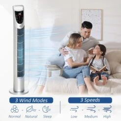 HOMCOM Oscillating Tower Fan With Remote Control - Silver - 824-012V70SR -Dimplexs Zone homcom 824 012v70sr 3