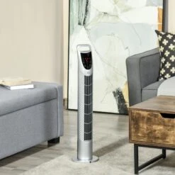 HOMCOM Oscillating Tower Fan With Remote Control - Silver - 824-012V70SR