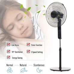 HOMCOM Oscillating Floor Fan With Remote Control - Black - 824-013V70 -Dimplexs Zone homcom 824 013v70 2