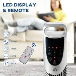 HOMCOM 36" Freestanding Tower Fan 3 Speed - Silver - 824-016SR -Dimplexs Zone homcom 824 016sr 2