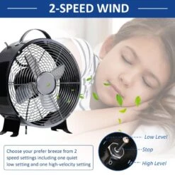 HOMCOM 26cm 2-Speed Electric Table Desk Fan - Black - 824-020BK -Dimplexs Zone homcom 824 020bk 4