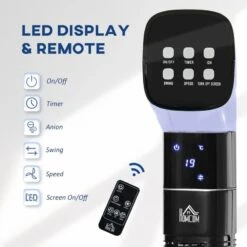 HOMCOM 47" Anion Tower Fan With 3 Speed - Black - 824-044V70 -Dimplexs Zone homcom 824 044v70 5