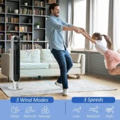 HOMCOM 39" Anion Freestanding Tower Fan With Oscillating 3 Speed - Silver - 824-046V70SR -Dimplexs Zone homcom 824 046v70sr 3 1