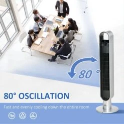 HOMCOM 39" Anion Freestanding Tower Fan With Oscillating 3 Speed - Silver - 824-046V70SR -Dimplexs Zone homcom 824 046v70sr 4 1