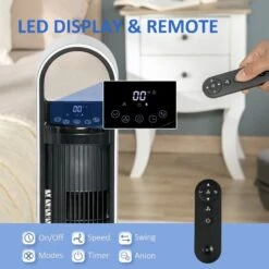 HOMCOM 39" Anion Freestanding Tower Fan With Oscillating 3 Speed - Silver - 824-046V70SR -Dimplexs Zone homcom 824 046v70sr 6 1