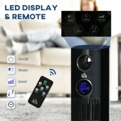 HOMCOM 38" Freestanding Tower Fan - Black - 824-050V70BK -Dimplexs Zone homcom 824 050v70bk 3