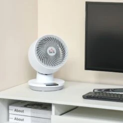 HOMCOM 28cm Electric Table Desk Fan With 3 Speed - White - 824-058V70WT