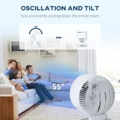 HOMCOM 28cm Electric Table Desk Fan With 3 Speed - White - 824-058V70WT -Dimplexs Zone homcom 824 058v70wt 4