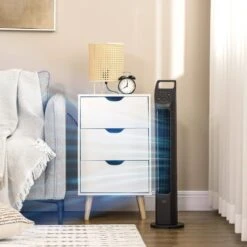 HOMCOM Oscillating Tower Fan With Remote Control - Black - 824-065V70BK