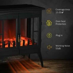 HOMCOM 3-Sided Electric Fireplace Heater - Black - 820-292V70BK -Dimplexs Zone ije88c182e226ff99.jpg