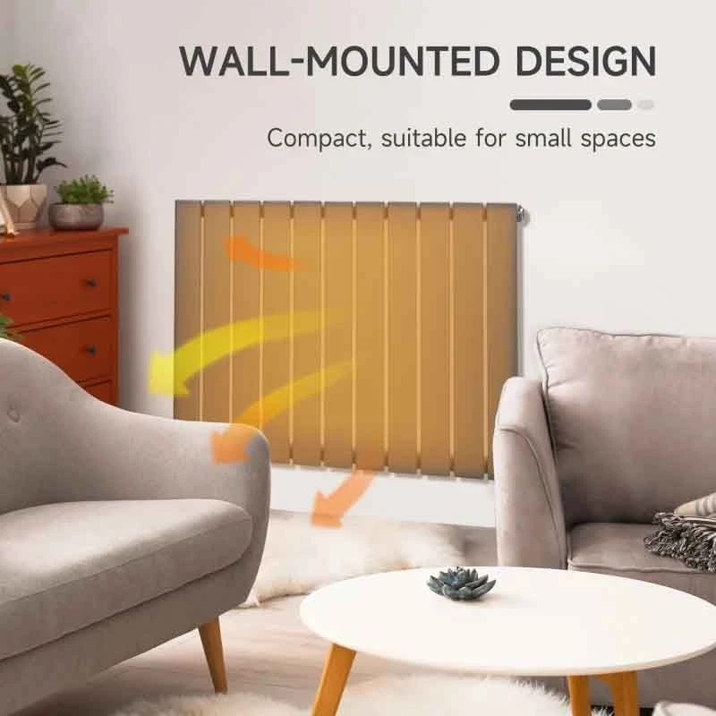 HOMCOM Horizontal Water Filled Single Panel Radiator - 830mm - Grey - 820-314V00GY 9 HOMCOM Horizontal Water Filled Single Panel Radiator - 830mm - Grey - 820-314V00GY - Image 7