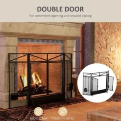HOMCOM 3 Panel Folding Fireplace Screen With Tool Sets - Black - 820-391V00BK -Dimplexs Zone jtt11318a50e6d74f.jpg