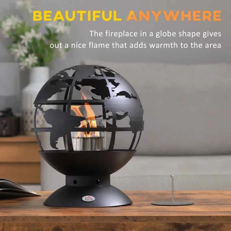 HOMCOM Tabletop Bioethanol Fire - Globe Design - Black - 820-307V00BK 7 HOMCOM Tabletop Bioethanol Fire - Globe Design - Black - 820-307V00BK - Image 5