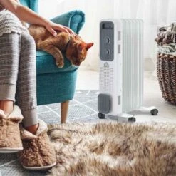 HOMCOM Electric Oil Filled Radiator - 7 Fin - White - 820-274 -Dimplexs Zone l2f74e17dc19c923d.jpg