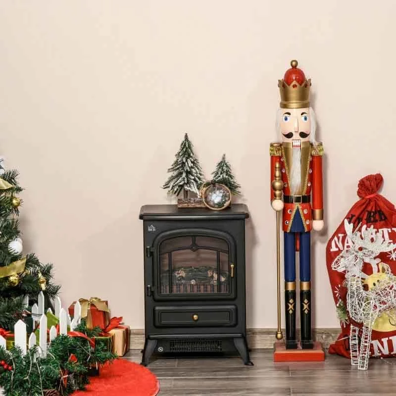 HOMCOM Freestanding Electric Stove Fire - Black - 820-038 6 HOMCOM Freestanding Electric Stove Fire - Black - 820-038 - Image 4