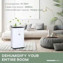 HOMCOM 20L Portable Quiet Dehumidifier - White - 821-019V71 -Dimplexs Zone mfb4ba18abae702b5.jpg