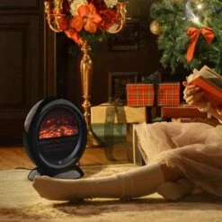 HOMCOM Rotating Electric Fireplace Heater - Black - 820-221V70BK -Dimplexs Zone mkgb2717dc2e62a04.jpg