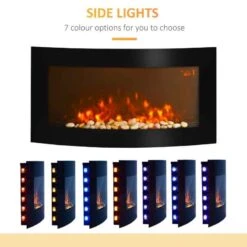 HOMCOM Electric Wall Mounted Fire - Curved Glass - 7 Colour LED - Black - 02-0357 -Dimplexs Zone mx175617ea4b8a113.jpg