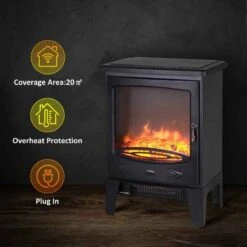 HOMCOM Electric Stove Fire Heater - Black - 820-164 -Dimplexs Zone n0ib2118b00db3cf8.jpg