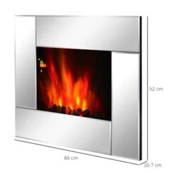 HOMCOM Electric Wall Mounted Fire - 7 Colour LED - Silver - 820-078 -Dimplexs Zone n6pa1217ea4b8a149.jpg