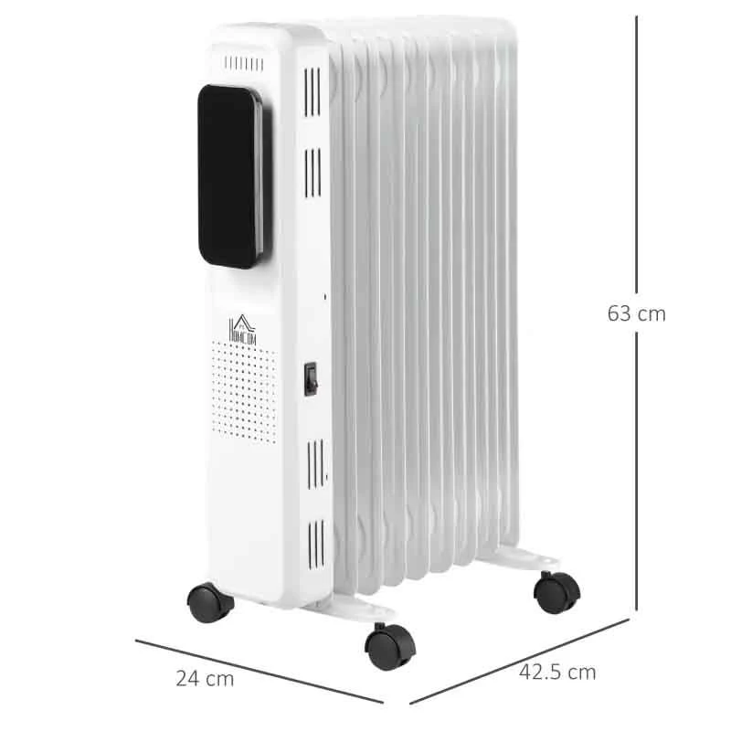 HOMCOM Oil Filled Electric Radiator - 9 Fin - White - 820-261V70 5 HOMCOM Oil Filled Electric Radiator - 9 Fin - White - 820-261V70 - Image 3