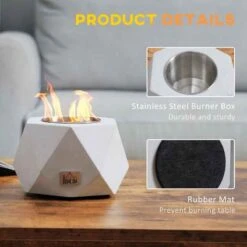 HOMCOM Tabletop Bioethanol Fire - Angular - Grey - 820-331V00GY -Dimplexs Zone nihb10182d7da457c.jpg