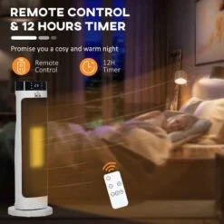 HOMCOM Oscillating Portable Electric Tower Heater - Black - 820-309V70BK -Dimplexs Zone nond4d1824cce9142.jpg