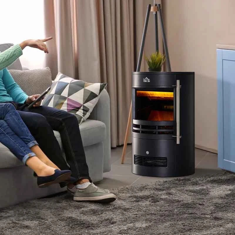 HOMCOM Freestanding Portable Electric Fireplace - Black - 820-086 5 HOMCOM Freestanding Portable Electric Fireplace - Black - 820-086 - Image 3