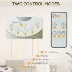 HOMCOM Oscillating Portable Electric Tower Heater - White - 820-357V70WT -Dimplexs Zone obd59818a45f54643.jpg