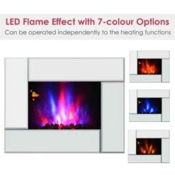 HOMCOM Electric Wall Mounted Fire - 7 Colour LED - Silver - 820-078 -Dimplexs Zone ohl88c17ea4b8a149.jpg