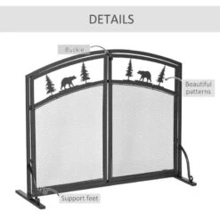 HOMCOM Winter Design Fire Guard With Double Doors - Black - 820-238 -Dimplexs Zone onm7b017dc3e67af5.jpg