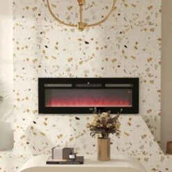 HOMCOM Electric Wall Mounted Fire - 1270mm - Black - 820-345V74BK -Dimplexs Zone p27e2918a2b90acb3.jpg