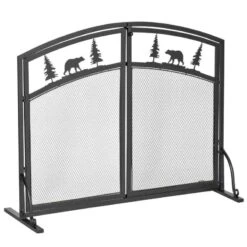 HOMCOM Winter Design Fire Guard With Double Doors - Black - 820-238 -Dimplexs Zone p8t6d517dc3e67af5.jpg