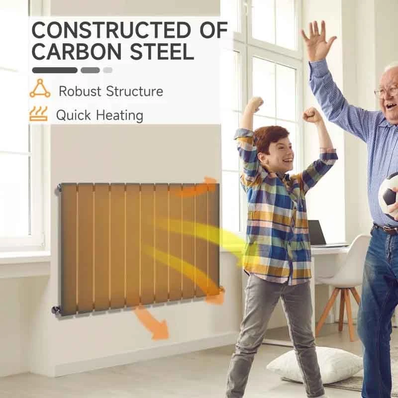 HOMCOM Horizontal Water Filled Single Panel Radiator - 830mm - Grey - 820-314V00GY 10 HOMCOM Horizontal Water Filled Single Panel Radiator - 830mm - Grey - 820-314V00GY - Image 8