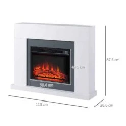 HOMCOM Electric Fire & Fireplace Suite With Remote - White - 820-227V70 -Dimplexs Zone pyqa1217ea4b8a03f.jpg