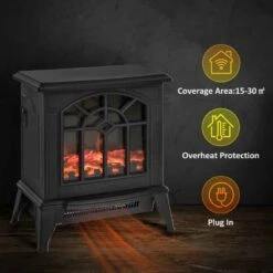 HOMCOM Electric Stove Fire Heater - Black - 820-130 -Dimplexs Zone qnpa09186bb6ff17a.jpg