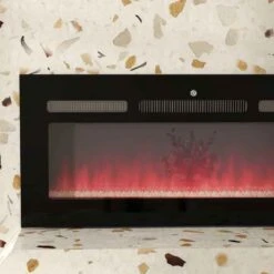 HOMCOM Electric Wall Mounted Fire - 1020mm - Black - 820-345V73BK -Dimplexs Zone r7idae18a1840d7a6.jpg